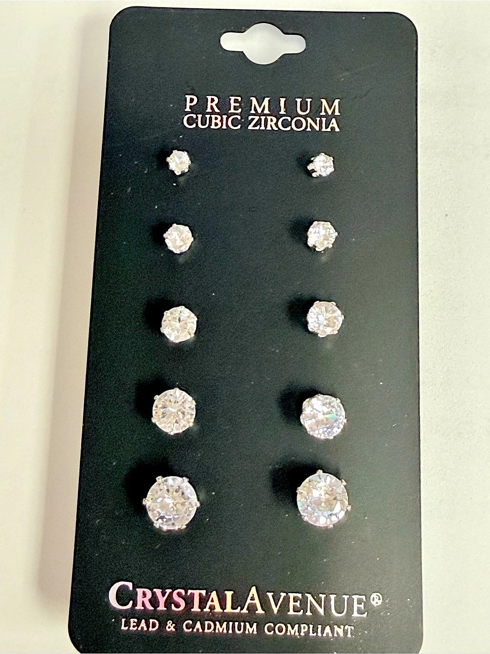 Crystal Avenue Premium Cubic Zirconia Stud Earrings Set Silver NWT